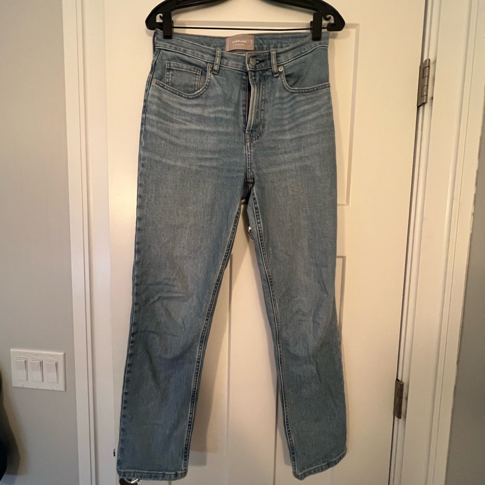 The Original Cheeky Jean (Everlane) Sky Blue Wash, Size 27.
